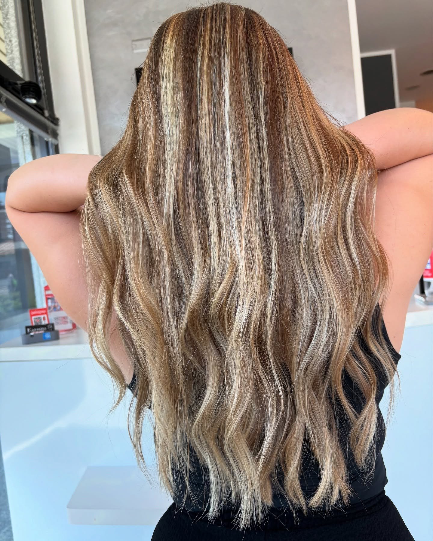 Finished balayage color at Karisma Hair Style, Hamra Beirut.